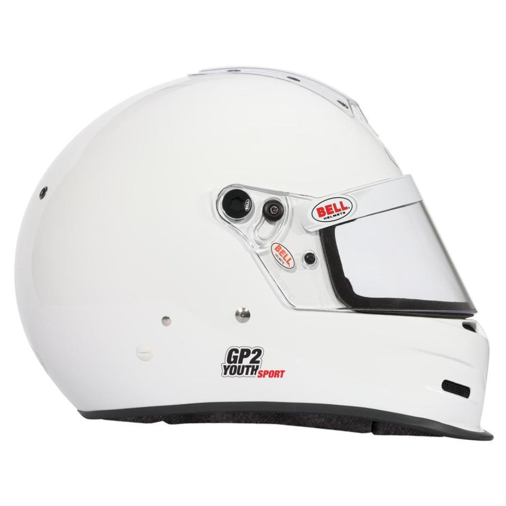 Bell GP2 Youth Sport white youth racing helmet right side profile-image
