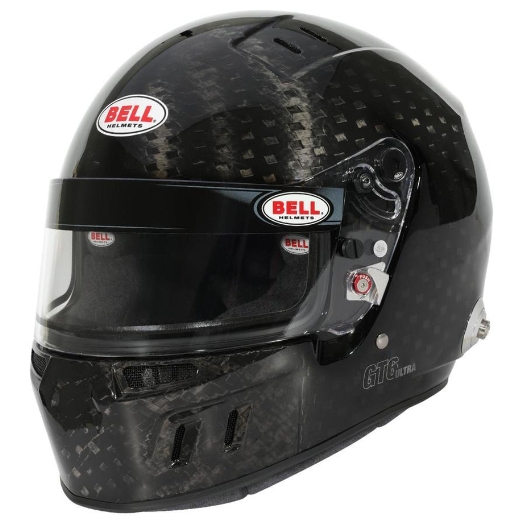 Bell GT6 ULTRA Carbon helmet angled front view showing visor and carbon shell image