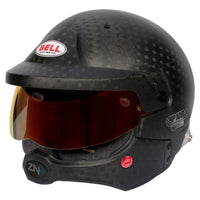 Thumbnail for Bell HP10 Rally WW carbon helmet front left angle with visor and wired wireless microphone image