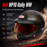 Thumbnail for Bell HP10 Rally WW FIA 8860-2018 carbon fiber rally helmet with integrated ZeroNoise wired-wireless communication system