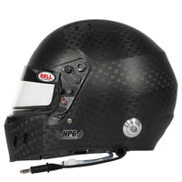 Thumbnail for Driver-side view of Bell HP6 EVO II RD-4C highlighting visor pivot hardware and carbon shell construction