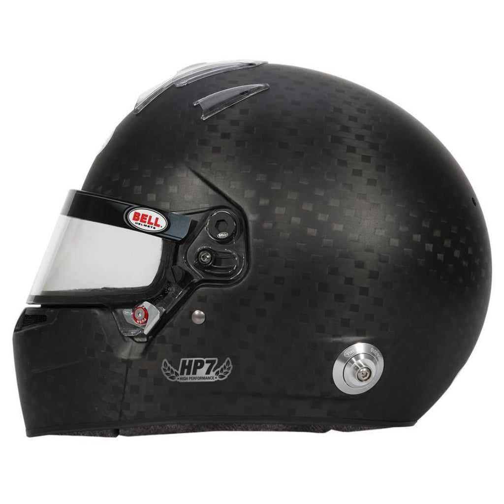 Bell HP7 EVO IV carbon helmet right side profile with HANS anchor image