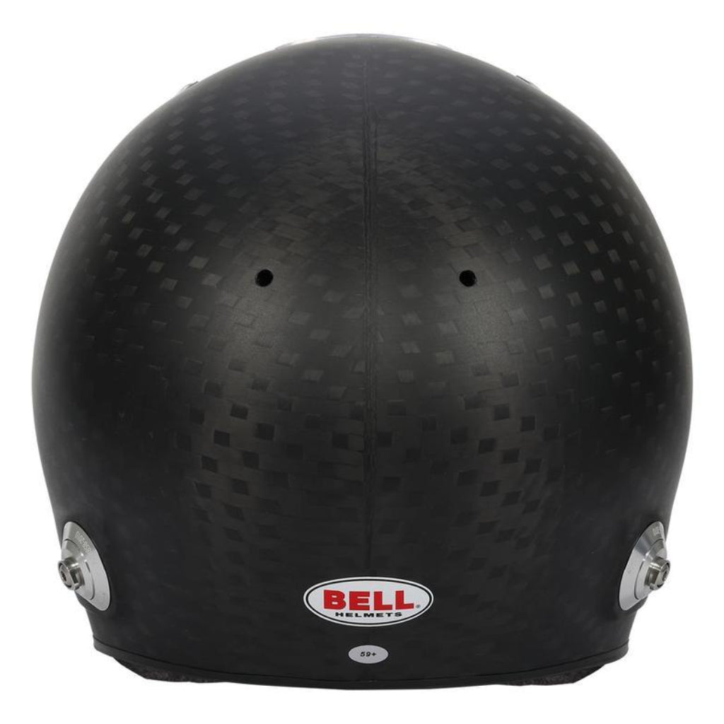 Bell HP7 EVO IV carbon helmet rear view showing carbon weave and rear hardware image