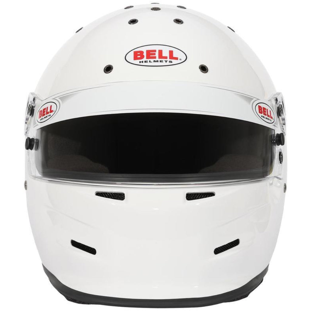Bell K1 Sport white full face racing helmet front view with clear visor image