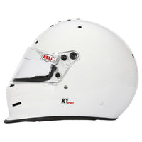 Thumbnail for Bell K1 Sport white full face helmet left side profile showing visor hardware image