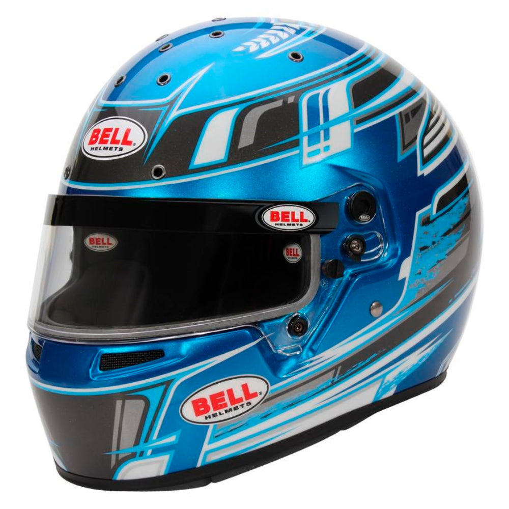 Bell KC7 CMR Champion Pro Series karting helmet blue left front angle carbon shell youth racing helmet
