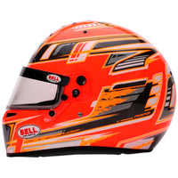 Thumbnail for Bell KC7 CMR Champion Pro Series karting helmet orange left side profile showing aerodynamic shell and graphics
