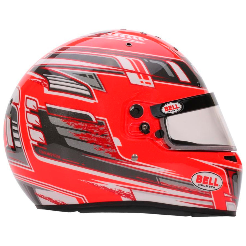 Bell KC7 CMR Champion Pro Series karting helmet red right side showing champion graphics and shell design
