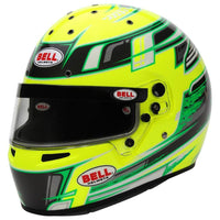 Thumbnail for Bell KC7 CMR Champion Pro Series karting helmet yellow left front angle high visibility youth racing helmet
