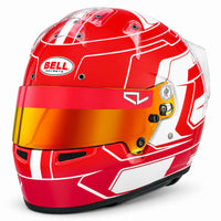 Thumbnail for Bell KC7-CMR Charles Leclerc youth karting helmet featuring red and white graphics, red multi-layer visor, and lightweight racing design.