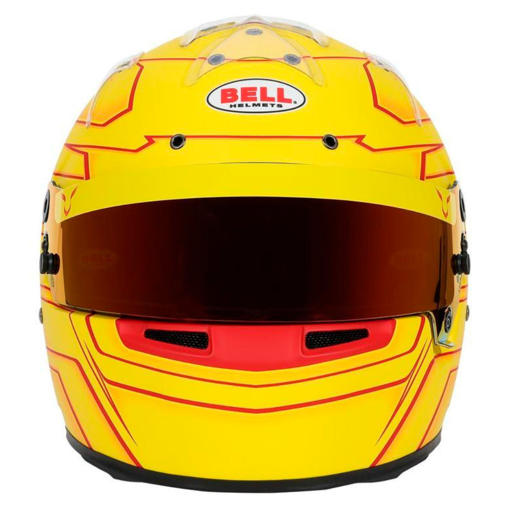 Bell KC7 CMR Pro Lewis Hamilton 2026 karting helmet front view with red visor and ventilation ports-image