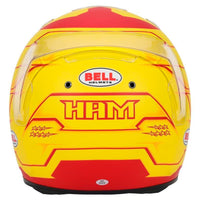 Thumbnail for Bell KC7 CMR Pro Lewis Hamilton 2026 karting helmet rear view with HAM logo and rear spoiler installed-image