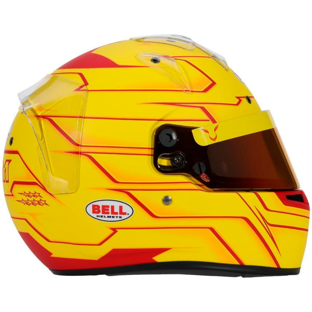 Bell KC7 CMR Pro Lewis Hamilton 2026 karting helmet right side profile highlighting shell shape and airflow design-image
