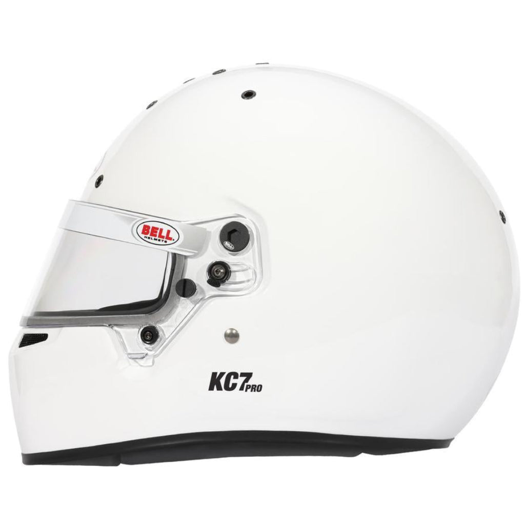 Bell KC7-CMR Pro white karting helmet right side profile view