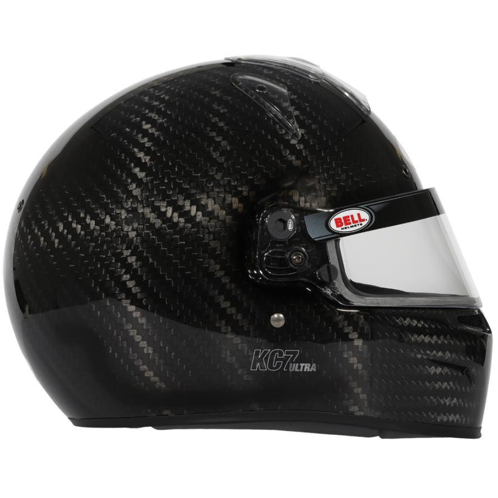 Right side profile of Bell KC7 CMR Ultra Carbon carbon fiber karting helmet