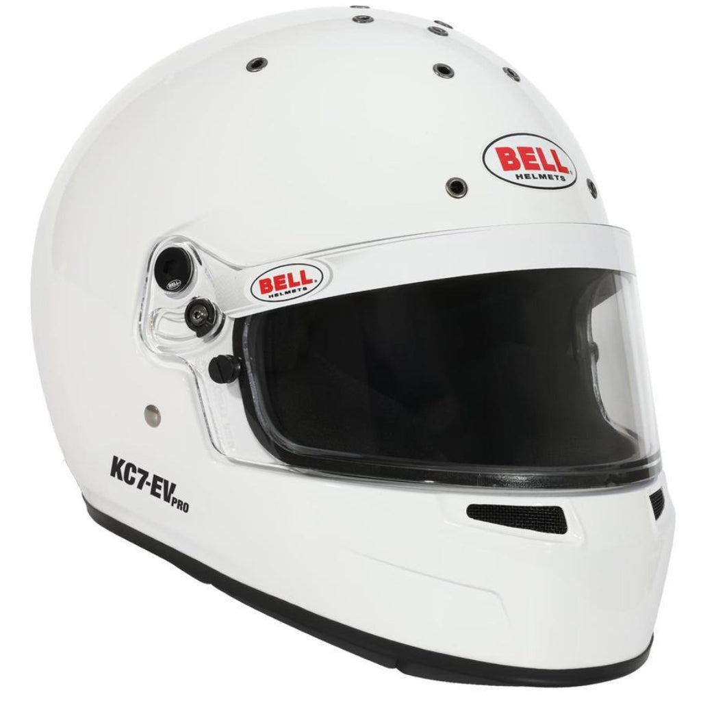 Bell KC7-EV CMS Pro White helmet straight-on front view with visor closed