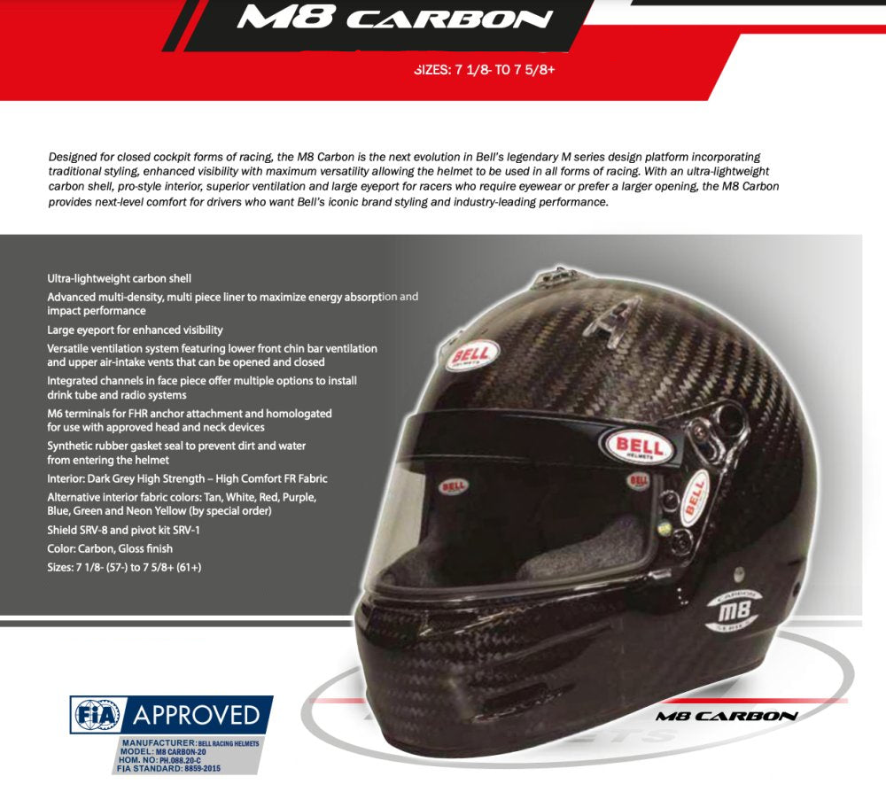 Bell M.8 Carbon Fiber Helmet SA2025 - Competition Motorsport