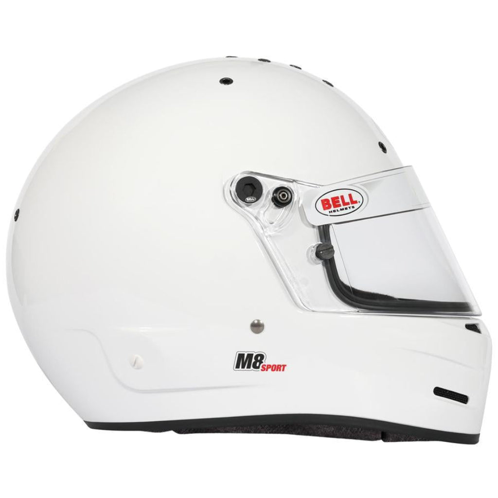 Bell M8 Sport white helmet right side profile image