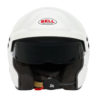 Thumbnail for Bell MAG-10 Pro white open-face racing helmet front view with integrated visor image