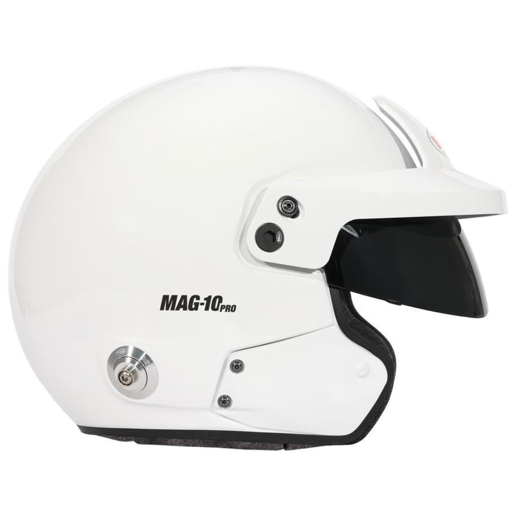 Bell MAG-10 Pro white open-face helmet right side profile with visor mechanism image