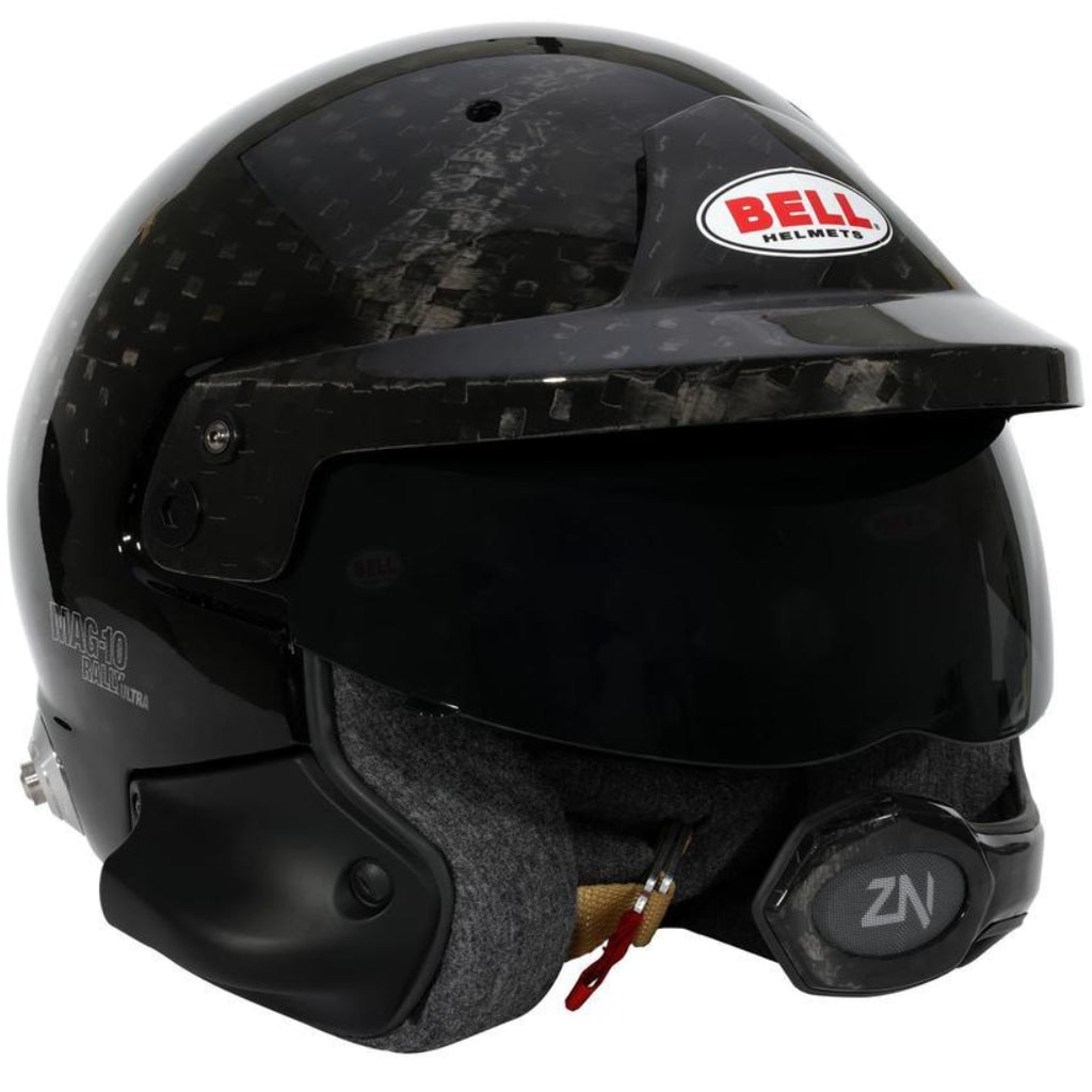 Bell MAG-10 Rally Ultra Carbon helmet visor down angled view image
