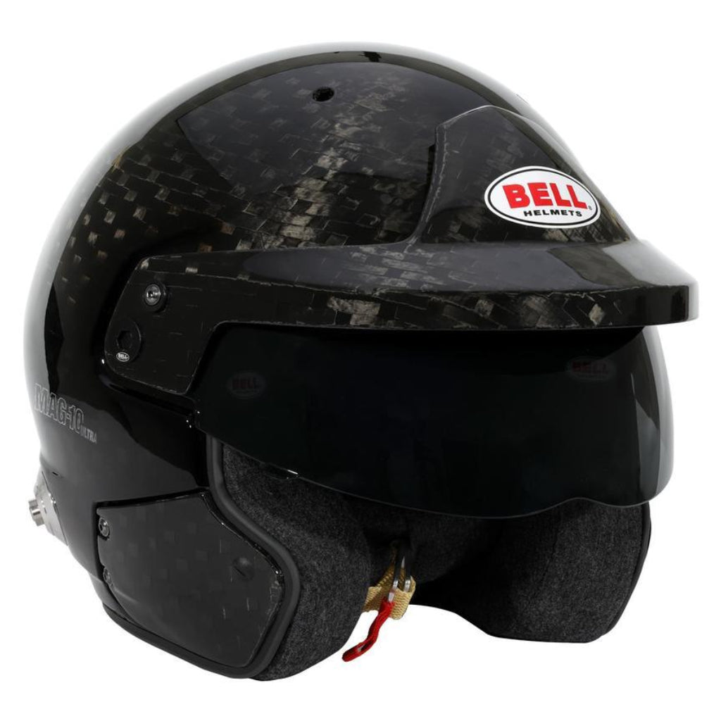 Bell MAG-10 ULTRA Carbon open-face helmet front view with peak visor