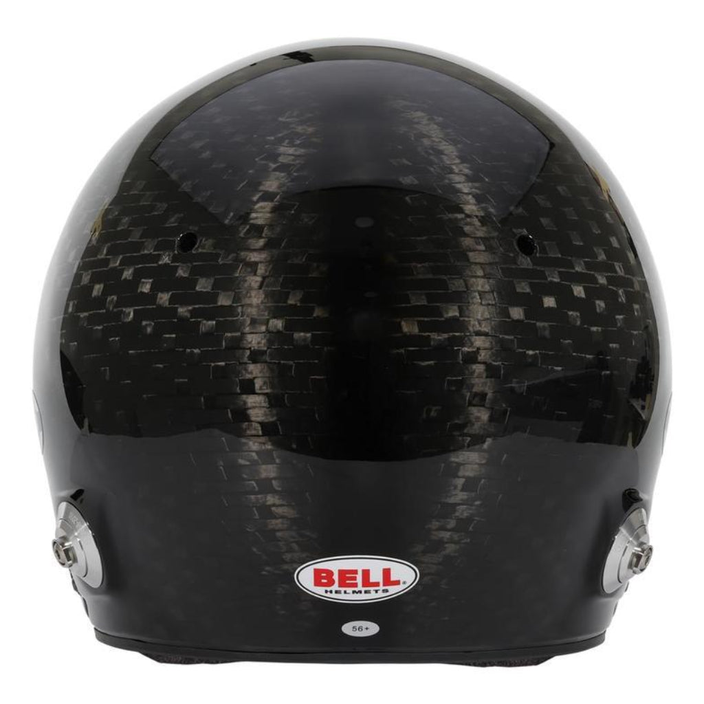Bell MAG-10 ULTRA Carbon open-face helmet rear view showing carbon fiber pattern