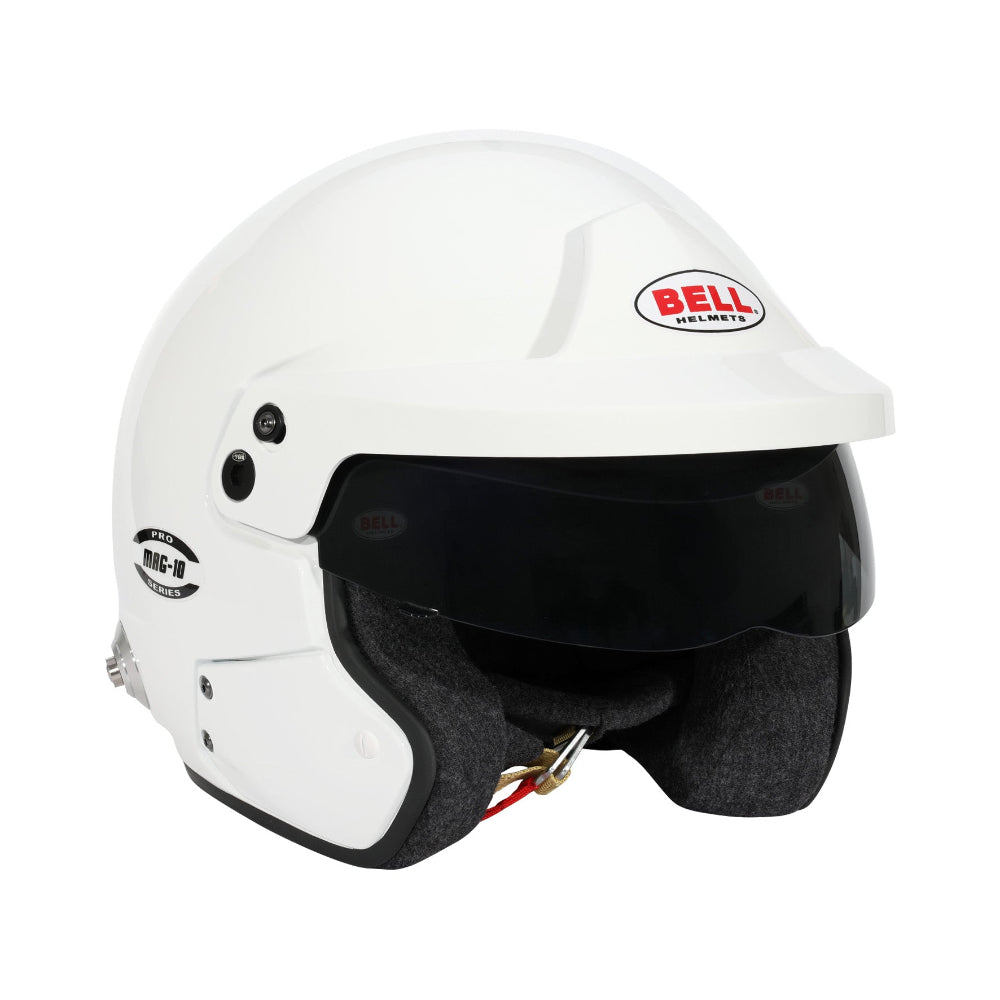 Bell Mag-10 Pro white racing helmet front left angle