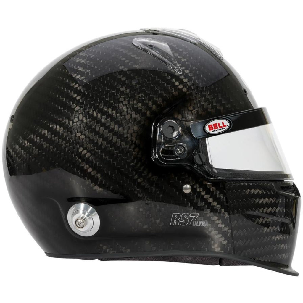Bell RS7 ULTRA Carbon helmet with duckbill right side profile showing visor and shell image