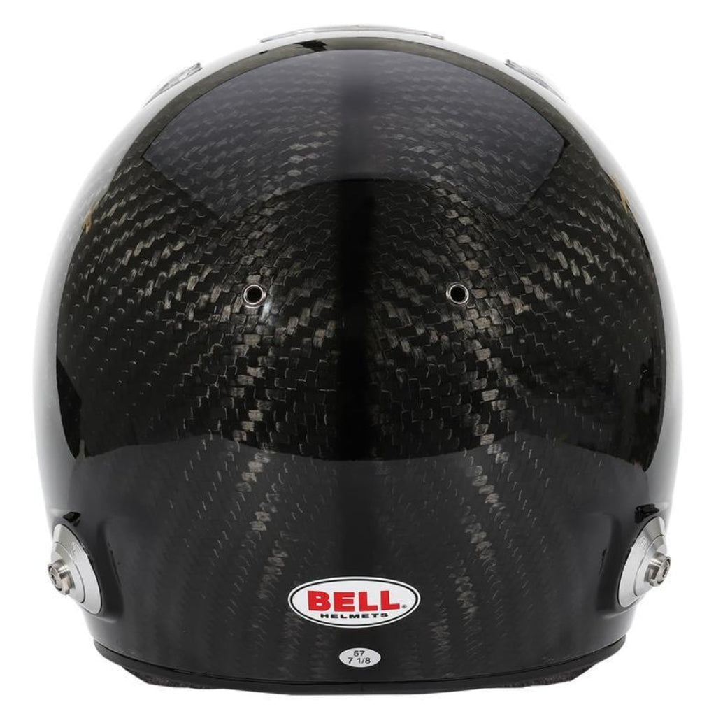 Bell RS7 ULTRA Carbon helmet rear view showing carbon fiber shell image