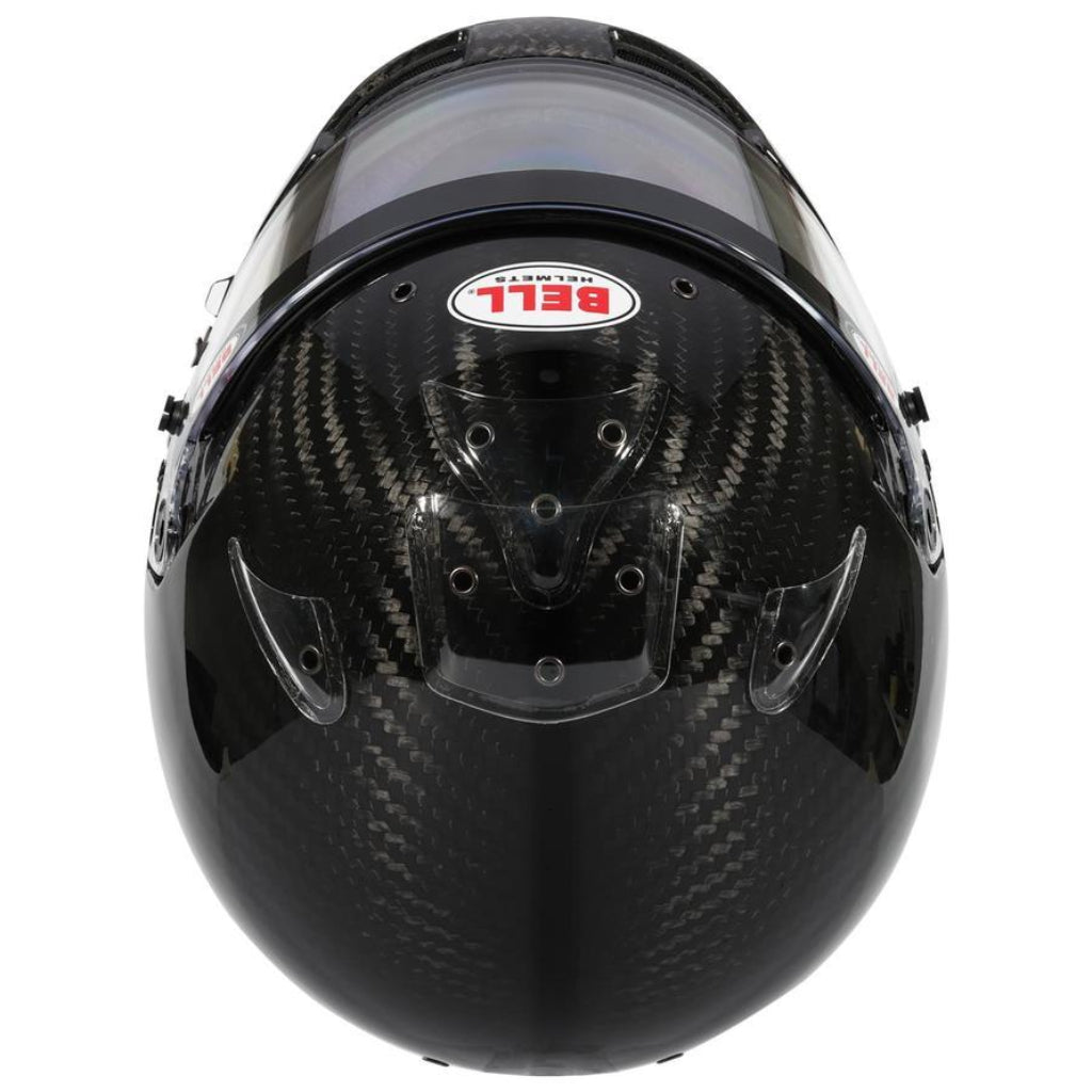 Bell RS7 ULTRA Carbon helmet top view showing aerodynamic vents and carbon shell image