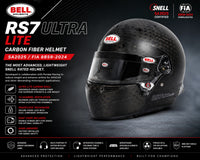 Thumbnail for Bell RS7 Ultra Lite Carbon Fiber SA2025 racing helmet hero image highlighting lightweight carbon construction, ventilation, SmartLock visor, DSAF shield, and HANS anchors