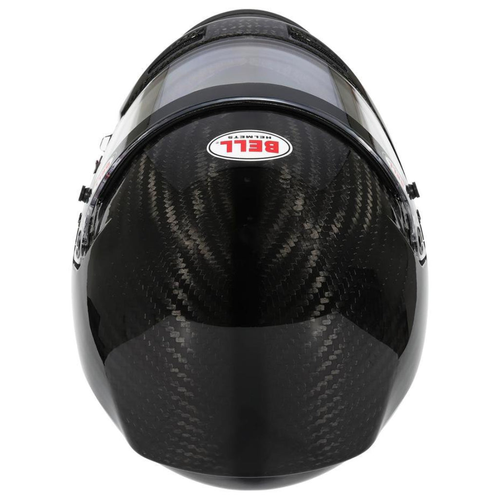 Top view of Bell XD7 Ultra carbon fiber helmet highlighting carbon shell and aerodynamic contours