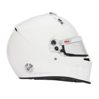 Thumbnail for Bell XR7 Pro white auto racing helmet, right-side profile with shield hardware -image