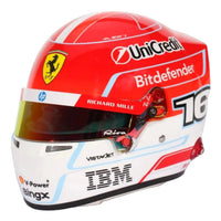 Thumbnail for Charles Leclerc 2026 F1 mini helmet front angle view with Ferrari red and white design