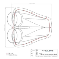Thumbnail for Technical drawing of a Dual NACA duct with dimensions and Chillout Motorsports branding.