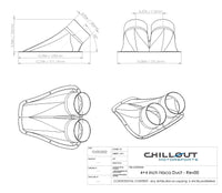 Thumbnail for Technical drawing of a 4+4 Inch Naca Duct with dimensions and Chillout Motorsports branding.
