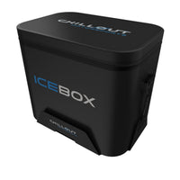 Thumbnail for Chillout Systems IceBox 17L black aluminum baseplate angled view with Chillout Motorsports logo.