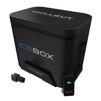 Thumbnail for Chillout Systems IceBox Cooler System 17L high angle image with cooling pump, digital battery display, and shoulder strap.