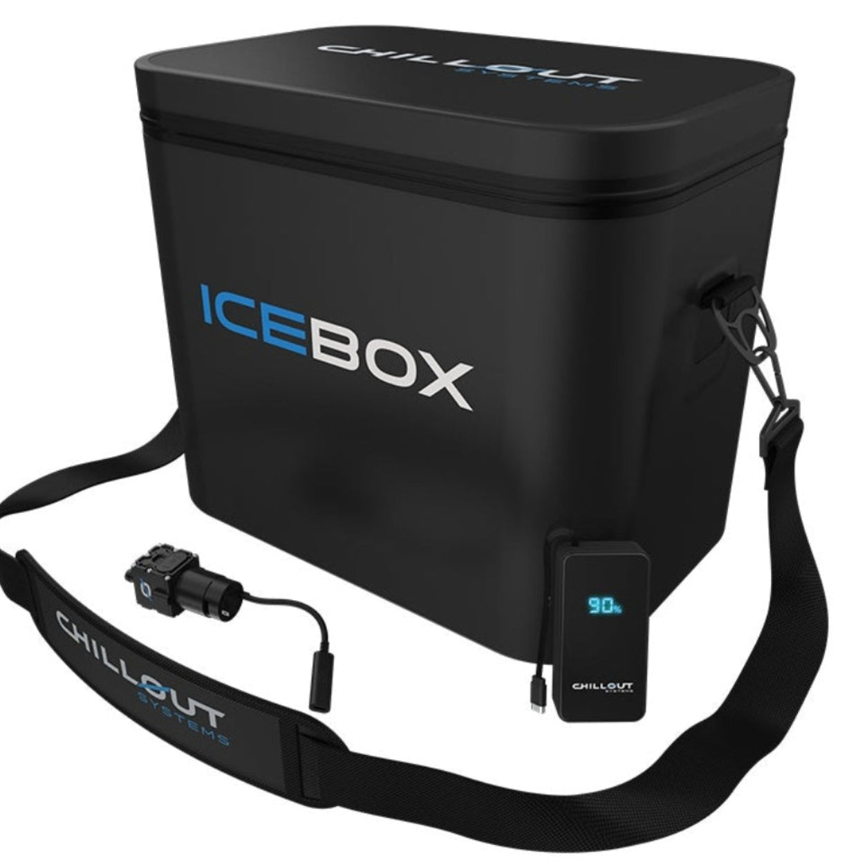 Chillout Systems IceBox 17L black aluminum baseplate top product image with Chillout Motorsports branding.