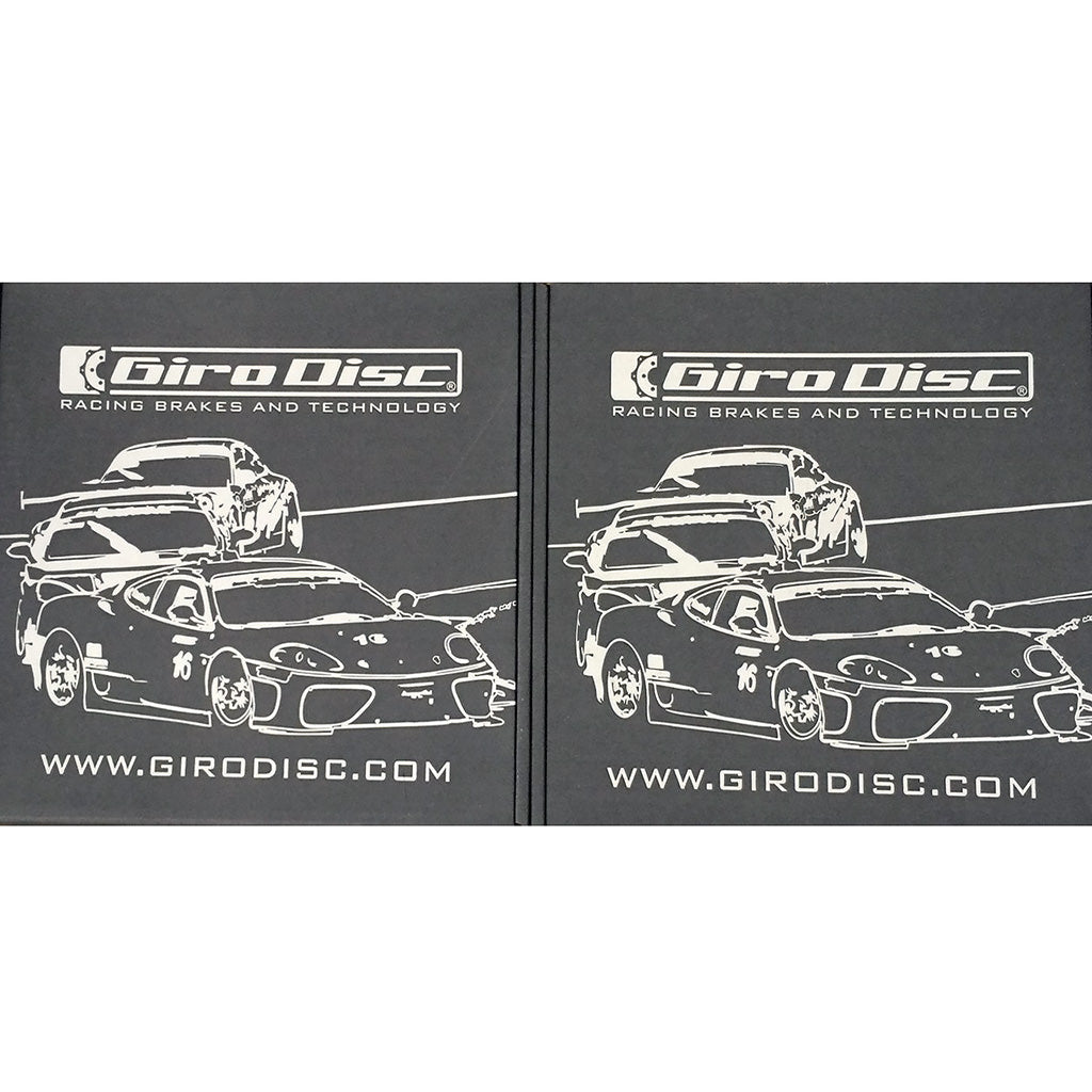 Giro Disc racing brakes and technology box with car illustrations on a black background