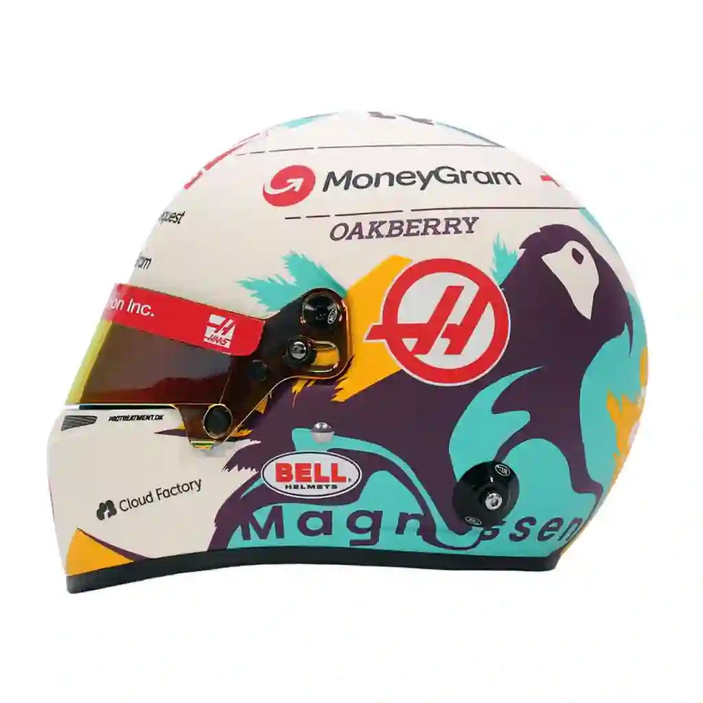 Detailed Bell Mini Helmet – Kevin Magnussen Haas F1 2024 season design