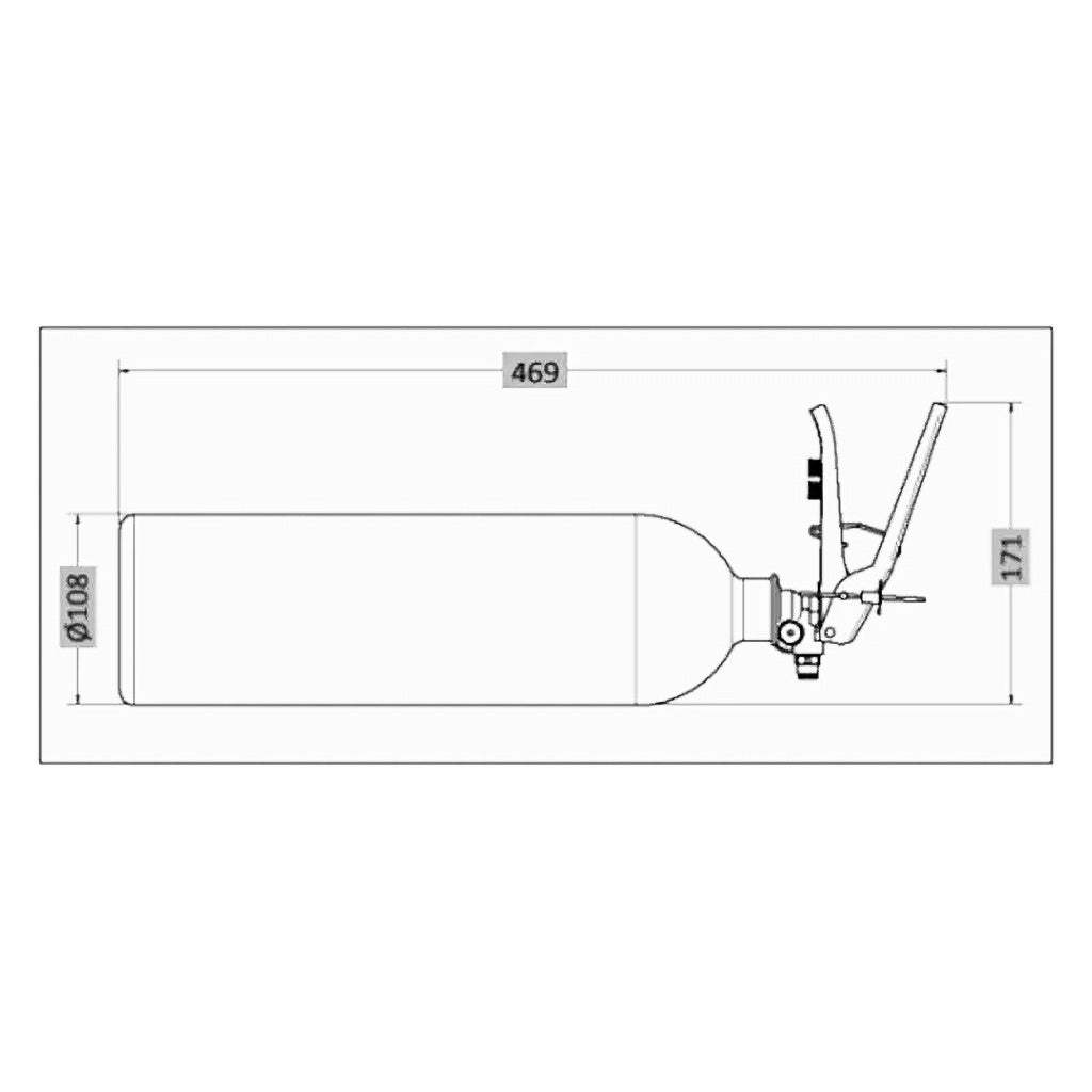 Lifeline Zero 2000 2.25ltr Club Fire Marshal mechanical fire suppression cylinder dimensions