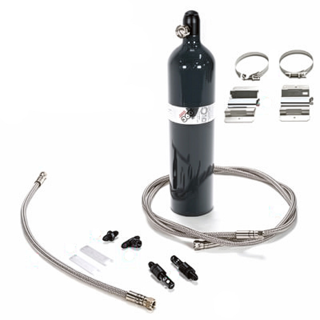 Lifeline 5lbs SFI 17.1 automatic fire suppression cylinder with braided stainless lines and a single nozzle