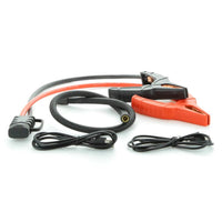 Thumbnail for Heavy-duty jumper clamps with black and red cables alongside USB and inflator hoses, displayed on a white background.
