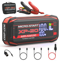Thumbnail for Micro-Start XP-20 jump starter with accessories on a white background