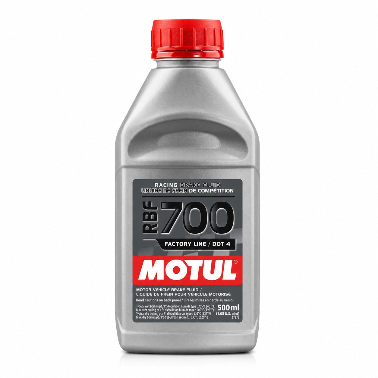 Motul RBF 700 Factory Line DOT 4 Racing Brake Fluid 500 ml bottle on a white background