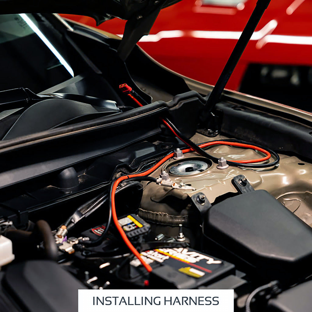 Long 45-inch Antigravity clampless starting harness routed for easy jump-starting