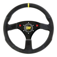 Thumbnail for Close-up of OMP 320 ALU S suede steering wheel with pre-formed handgrips