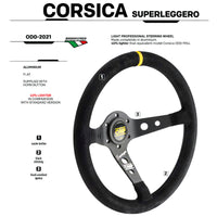 Thumbnail for OMP Corsica Superleggero Steering Wheel – 350mm Diameter Black Suede